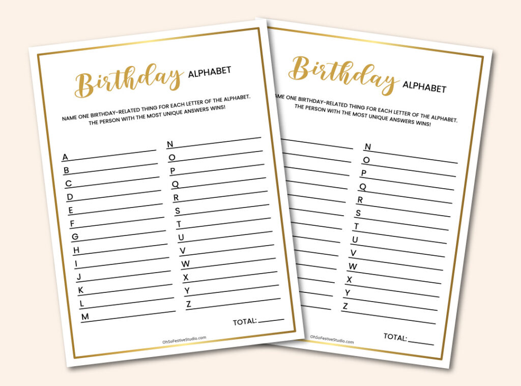 Birthday alphabet game