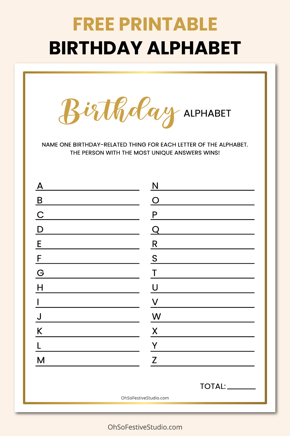 Birthday alphabet game