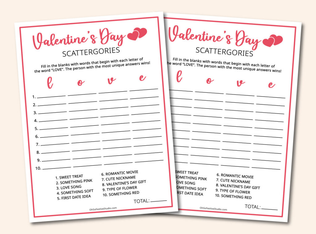 Valentine's Day scattergories