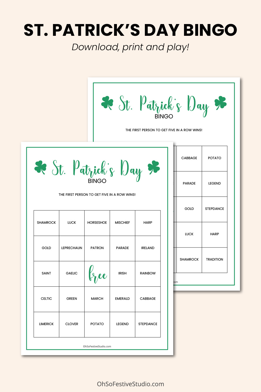 St. Patrick's Day bingo