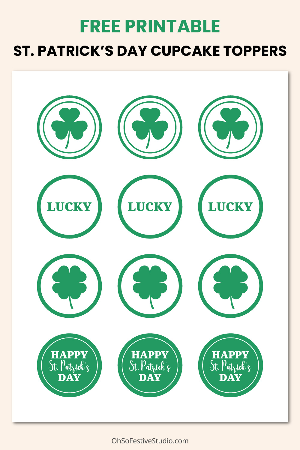 St. Patrick's Day cupcake toppers