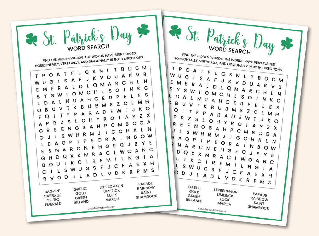 St. Patrick's Day word search