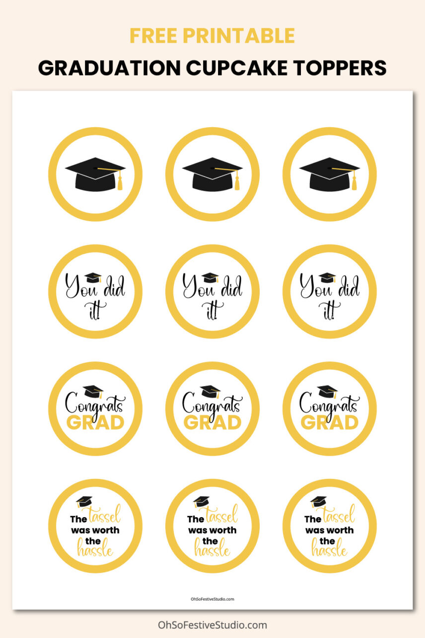 Graduation Cupcake Toppers Ohsofestivestudio