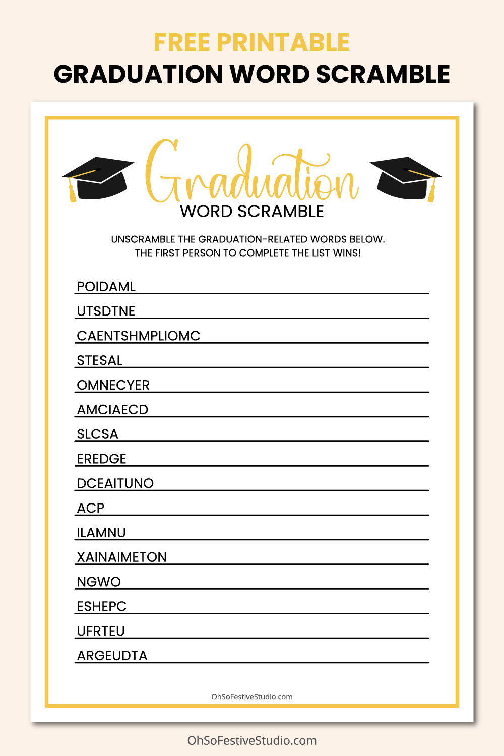 Graduation word scramble - OhSoFestiveStudio