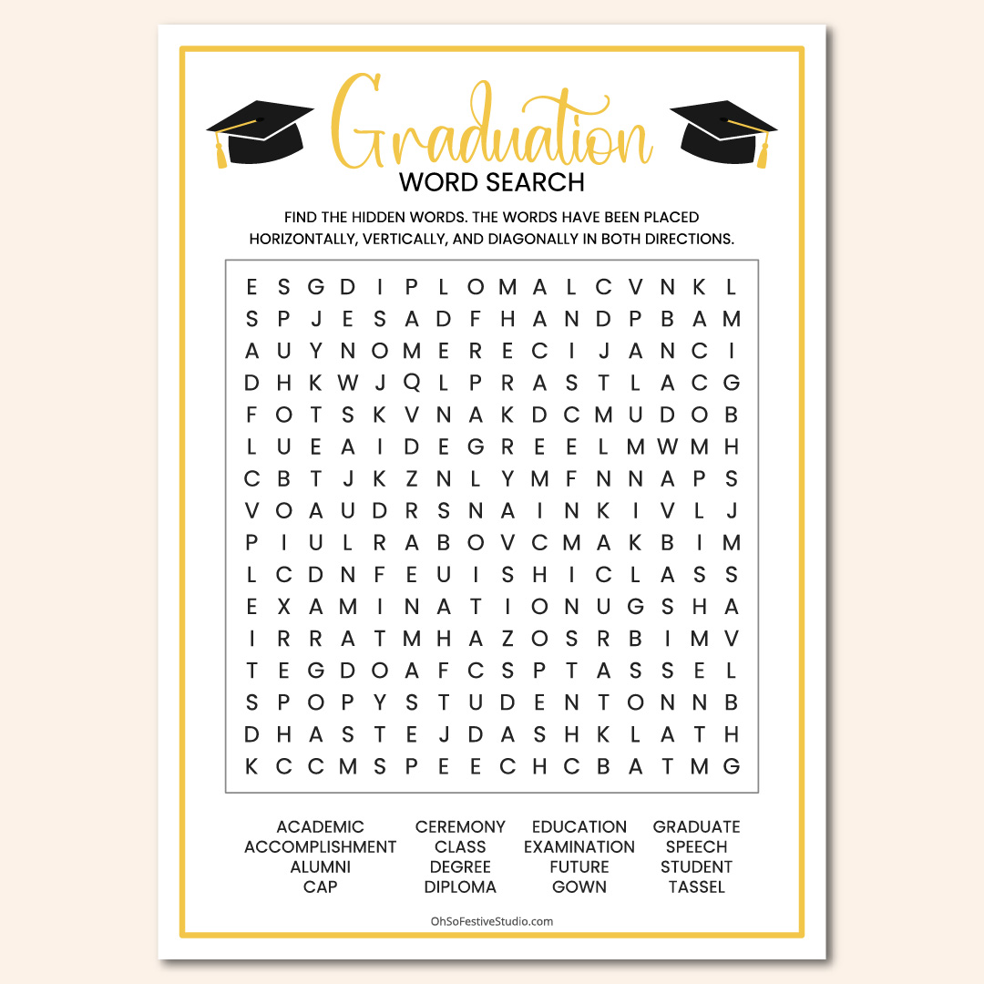 Graduation word search - OhSoFestiveStudio